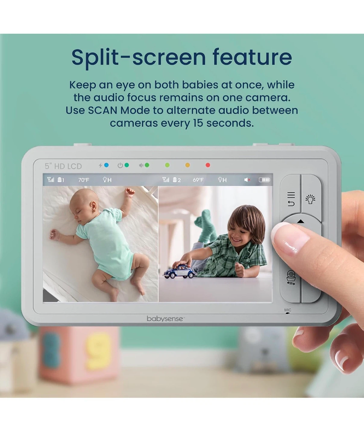 Babysense 5" HD Split-Screen Baby Monitor - photo 2