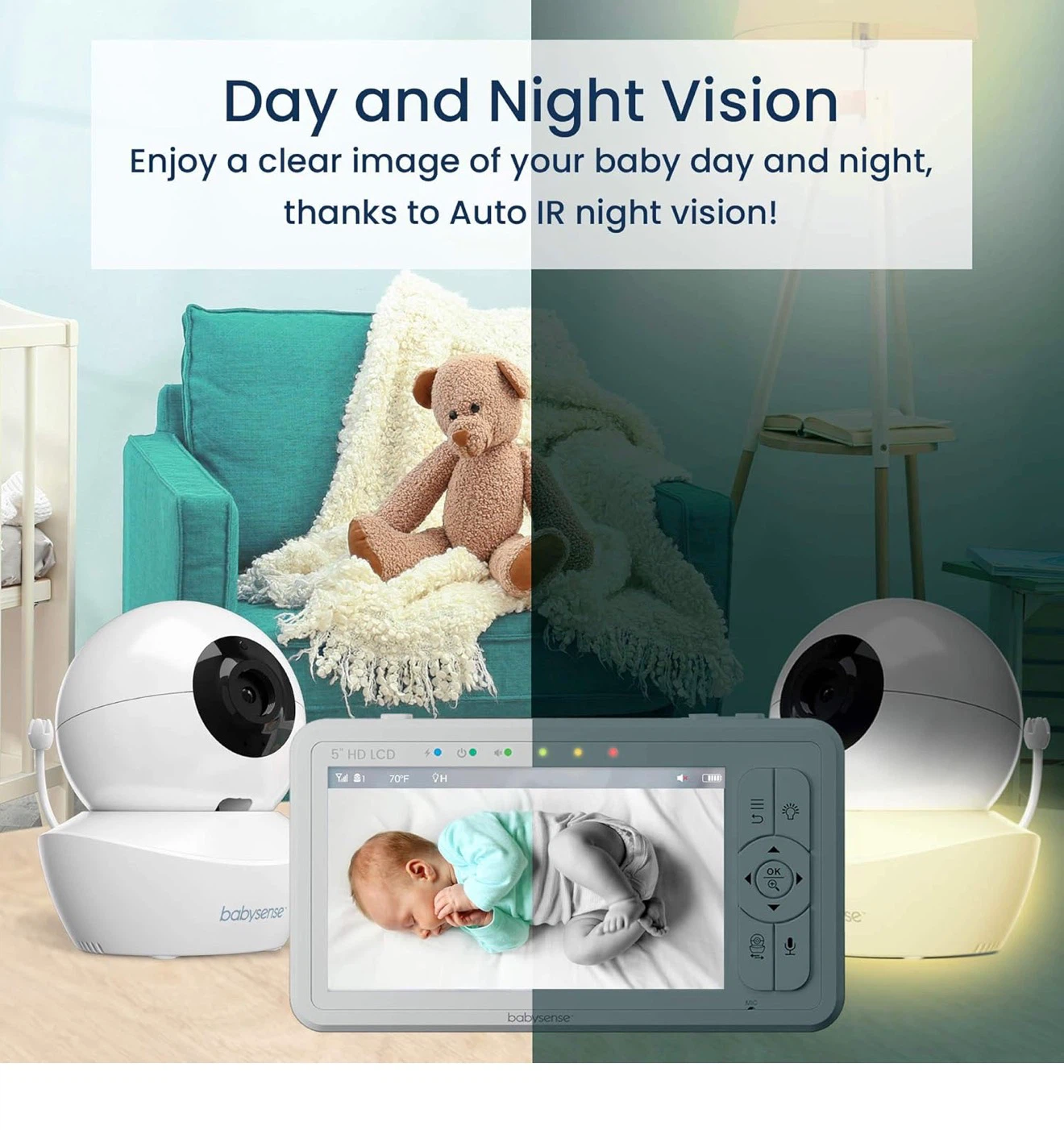 Babysense 5" HD Split-Screen Baby Monitor - photo 5