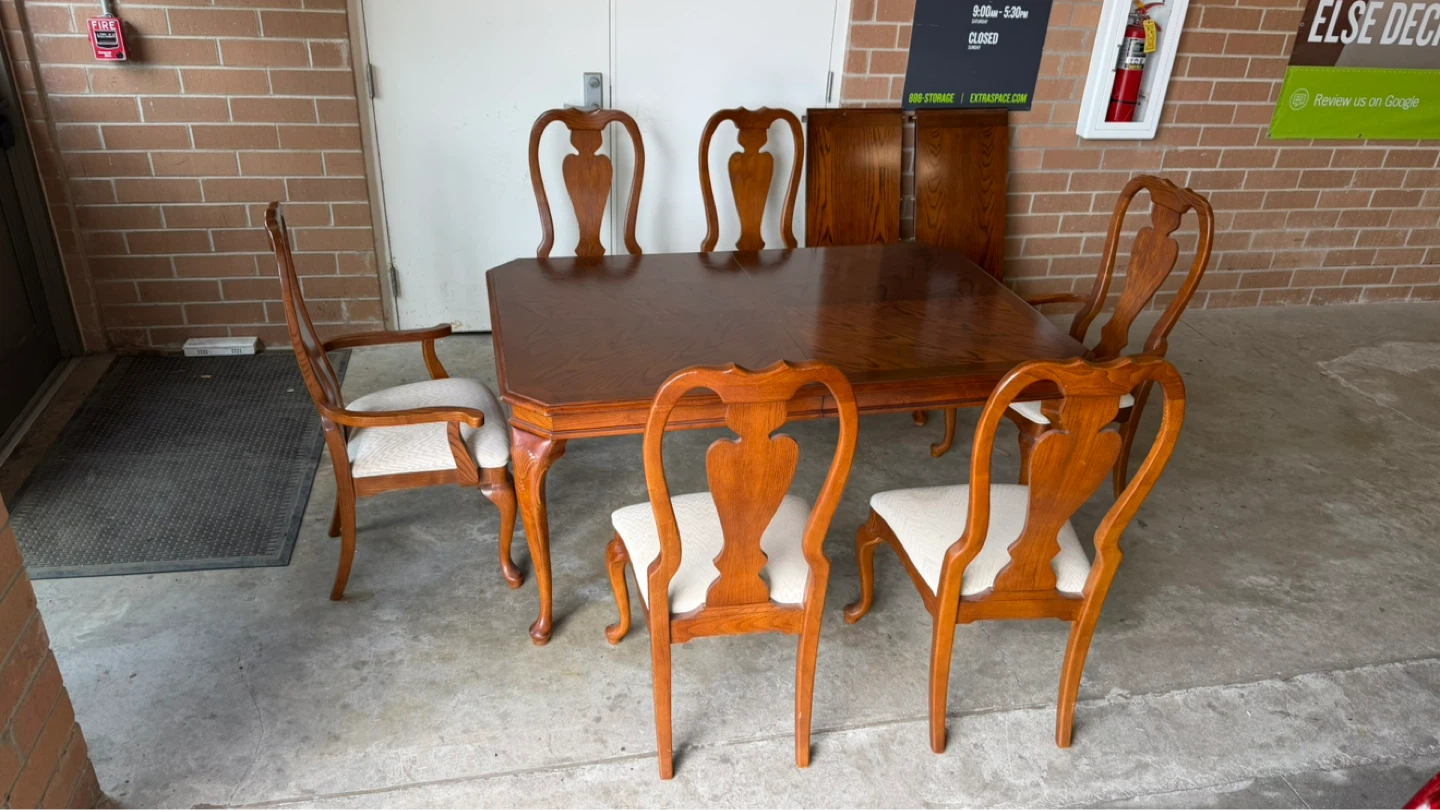 Wooden Dining Table with 6 Chairs