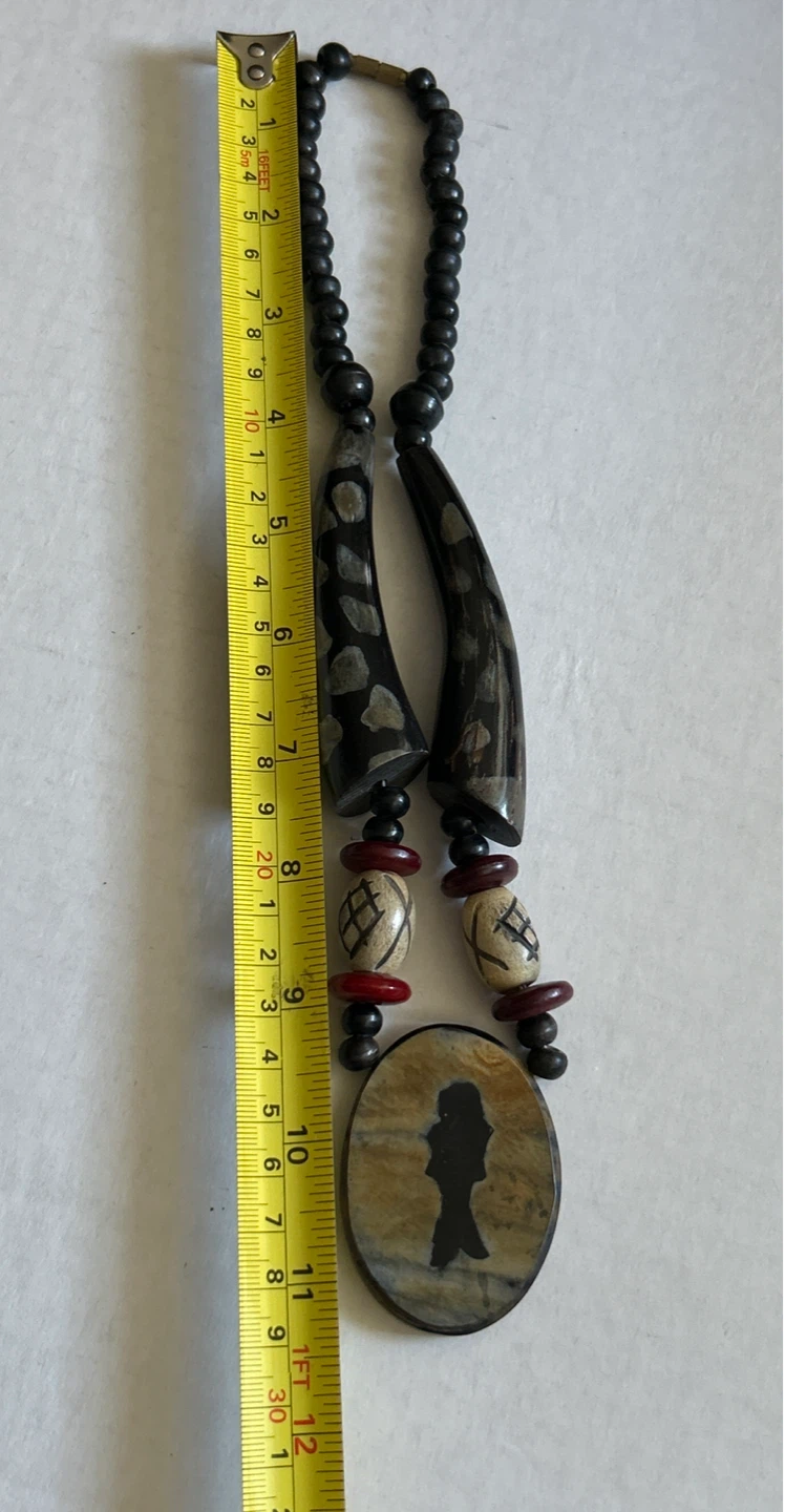 ⚽️Boho Beaded Necklace with Horn and Wood Elements - photo 2