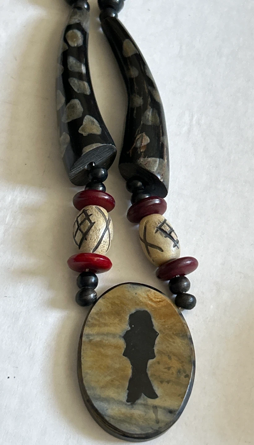 ⚽️Boho Beaded Necklace with Horn and Wood Elements - photo 3