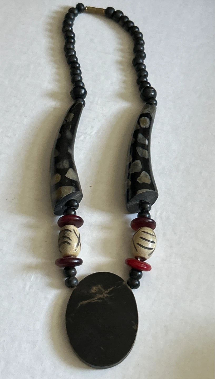 ⚽️Boho Beaded Necklace with Horn and Wood Elements - photo 4