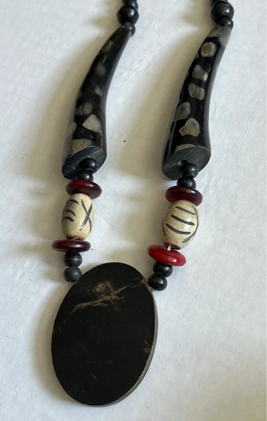 ⚽️Boho Beaded Necklace with Horn and Wood Elements - photo 5
