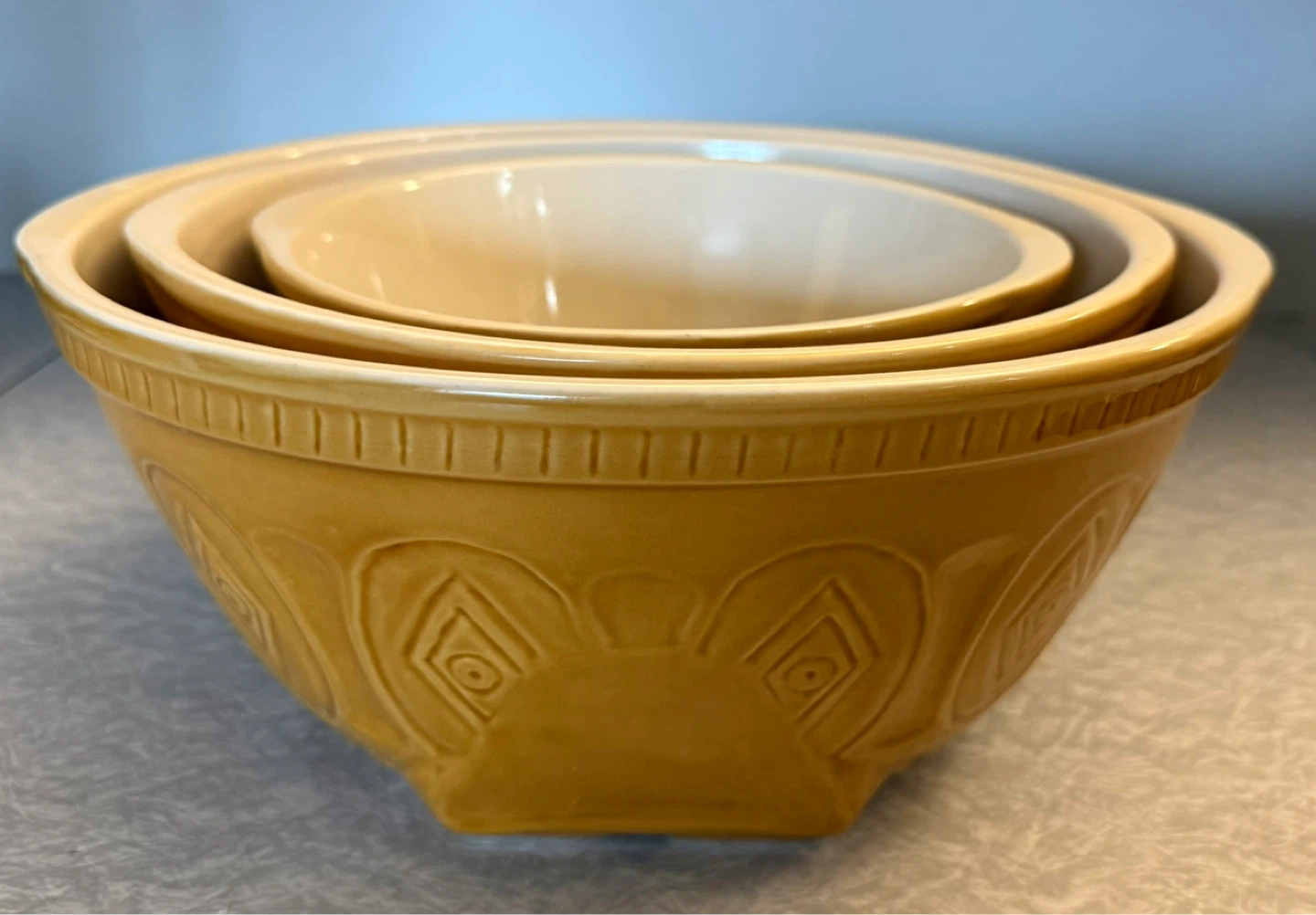 Paderno Gold Stoneware Gripstand style Nesting Mixing Bowls
