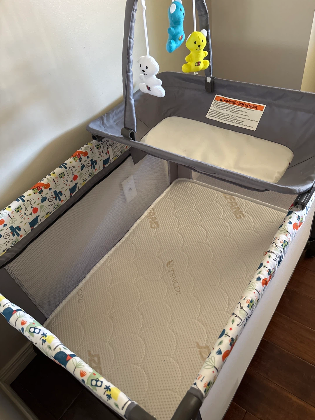 Baby infant crib bed with changing table and mattress