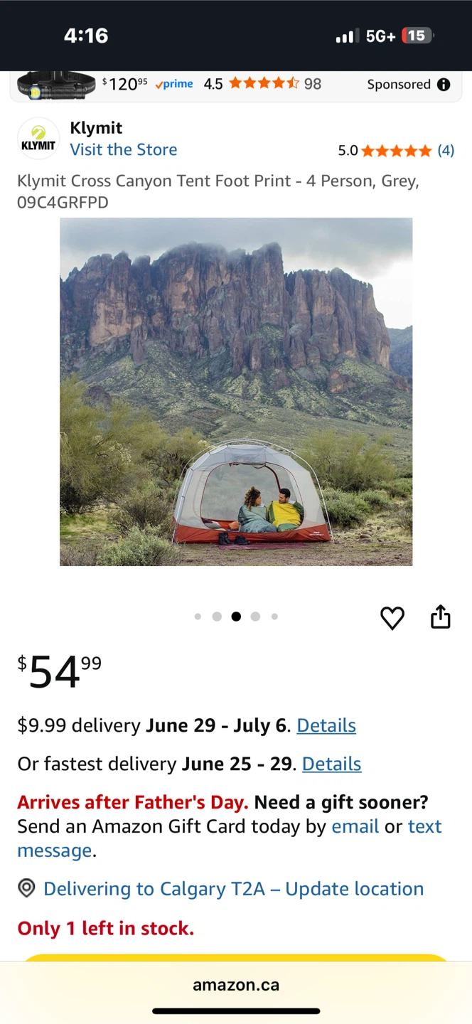Klymit Cross Canyon 3-Person Tent Footprint ⚽ - photo 2