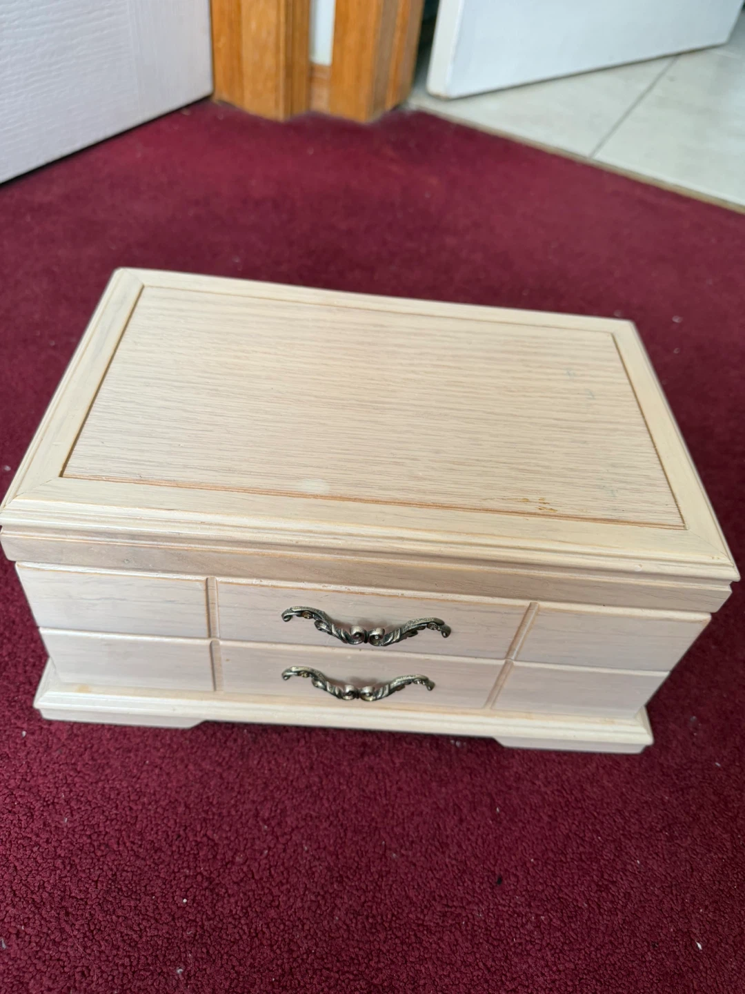 Wooden Jewellery Box with Pink Lining