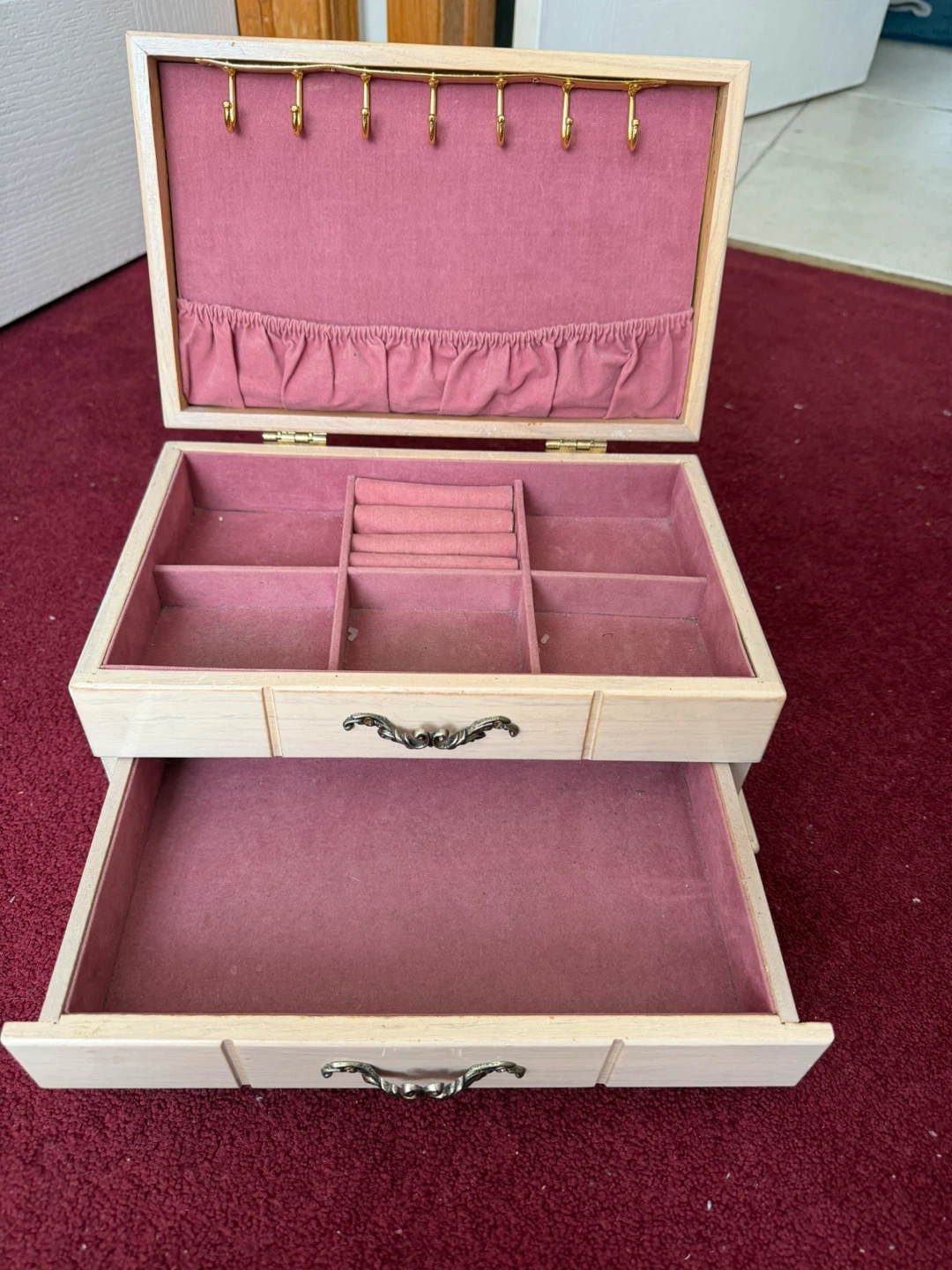 Wooden Jewellery Box with Pink Lining - photo 2