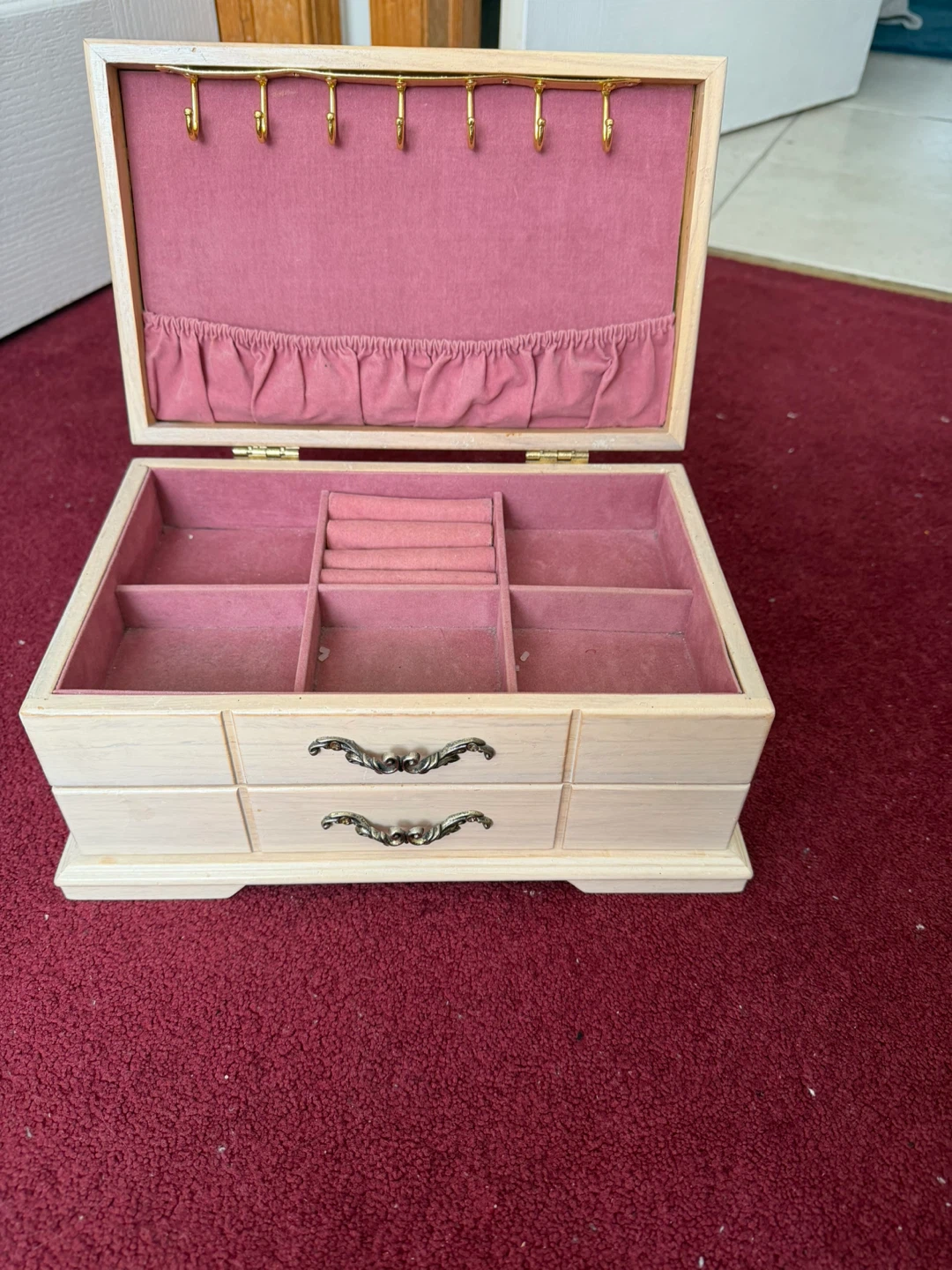 Wooden Jewellery Box with Pink Lining - photo 3