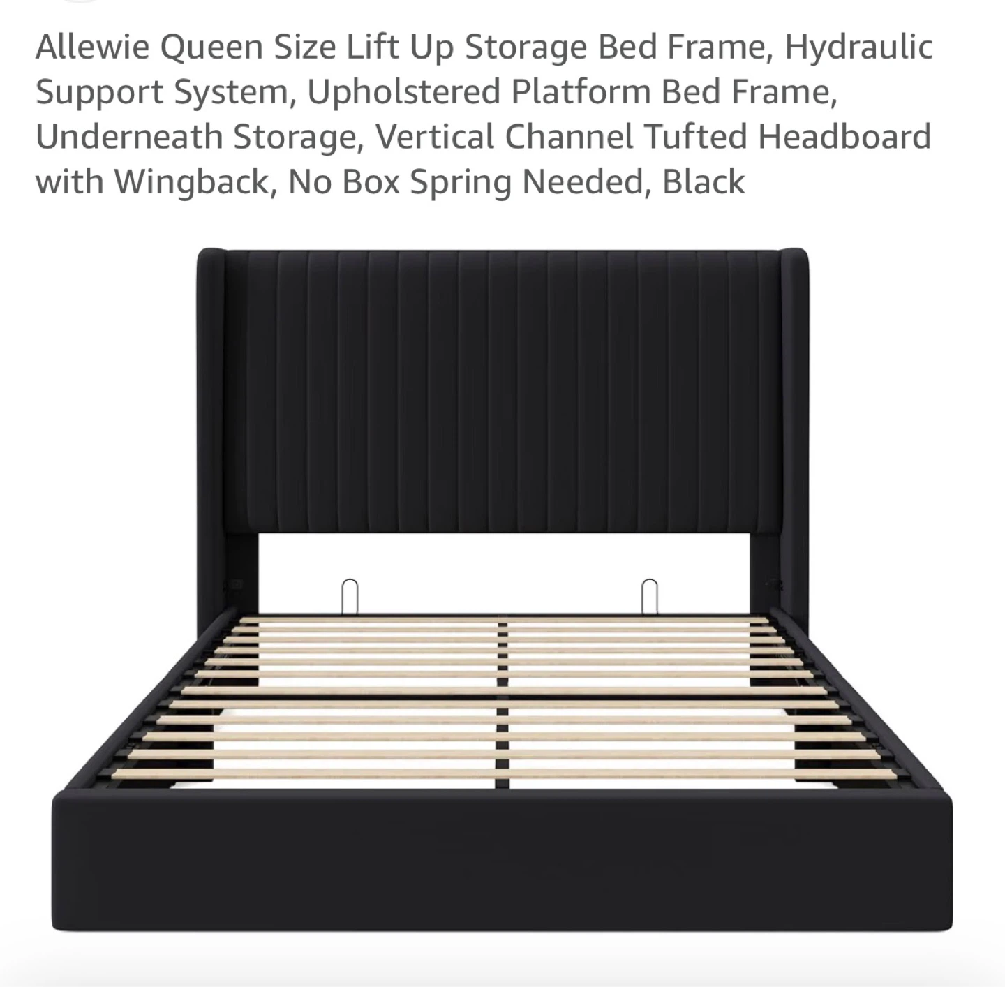 Queen Size Lift Up Storage Bed Frame Black