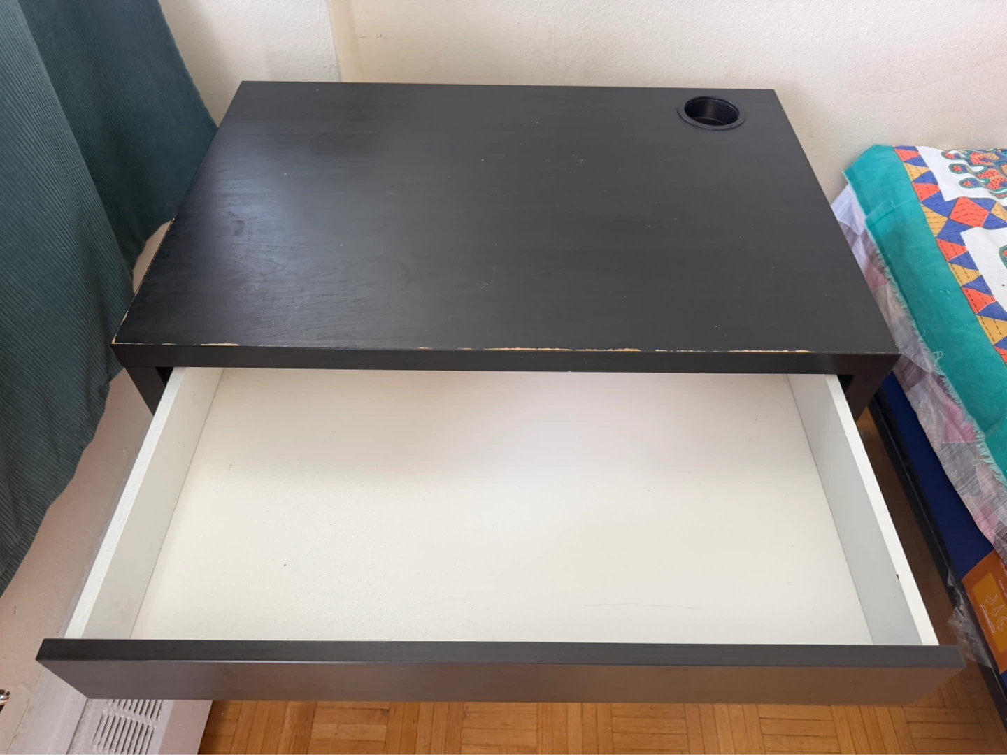 IKEA Black Desk with Drawer - photo 3
