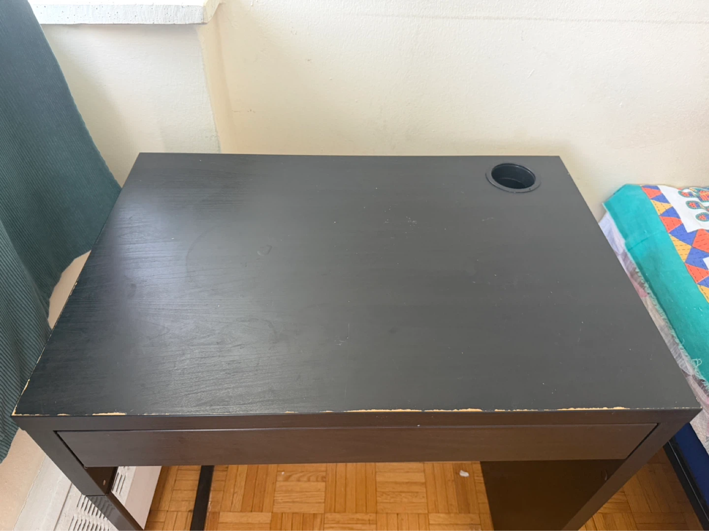 IKEA Black Desk with Drawer - photo 2