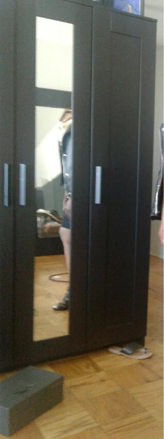 Ikea Dark Wood Wardrobe with Mirrored Doors - photo 2