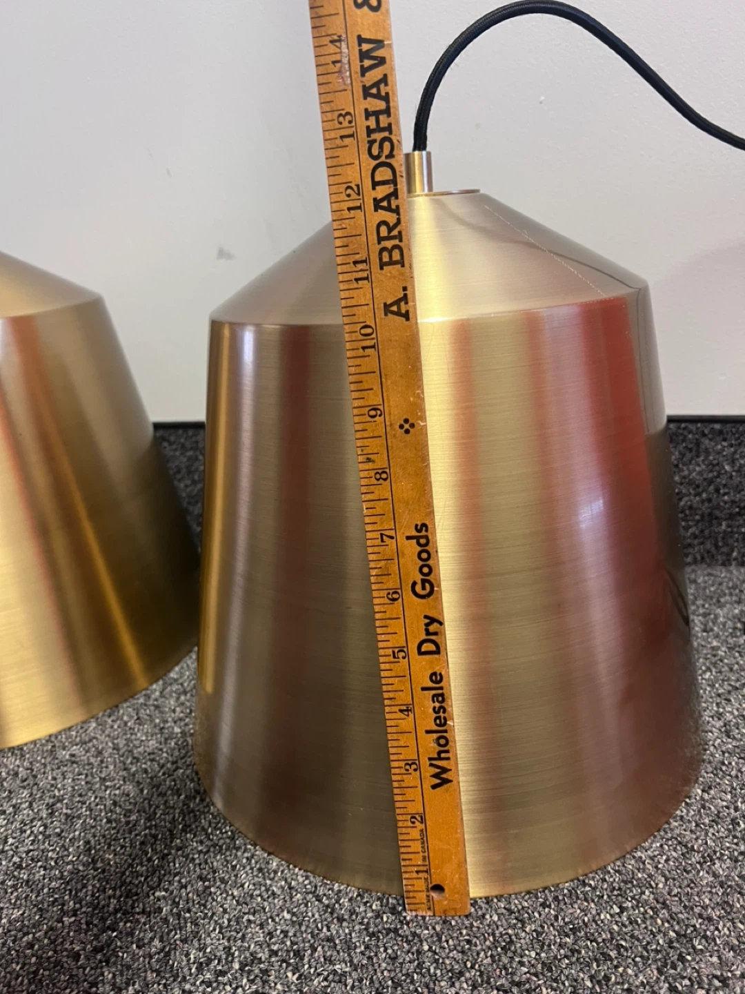 Pair Modern Brushed Gold Pendant Lights Adjustable 12.5” Island - photo 4
