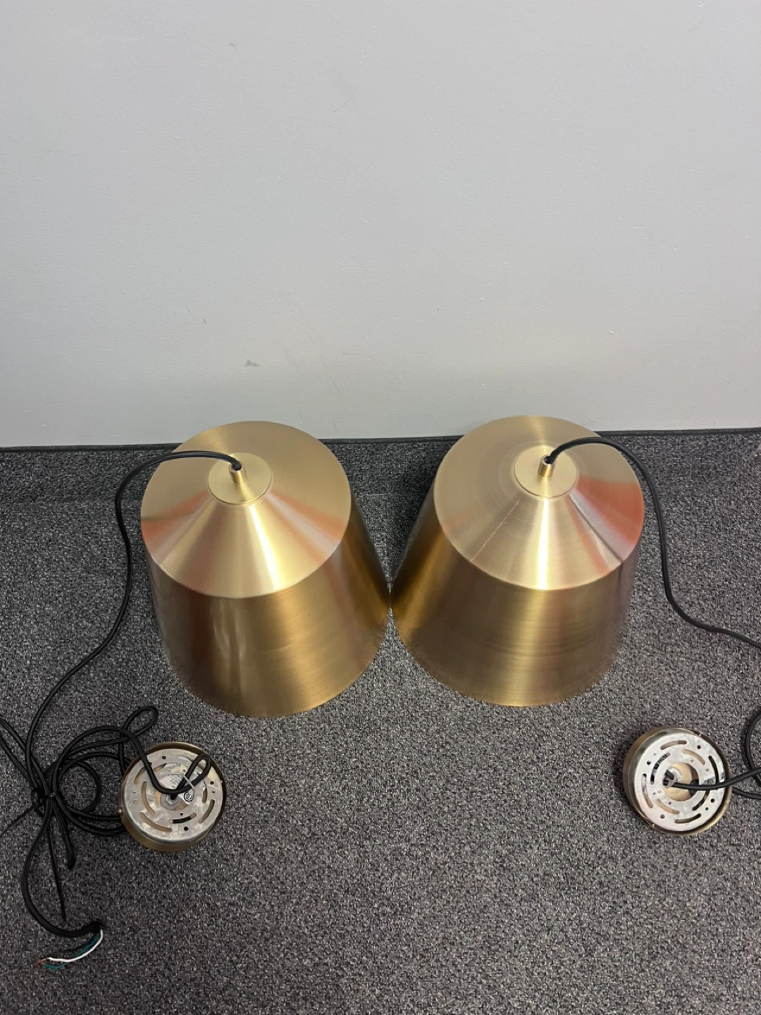 Pair Modern Brushed Gold Pendant Lights Adjustable 12.5” Island - photo 2