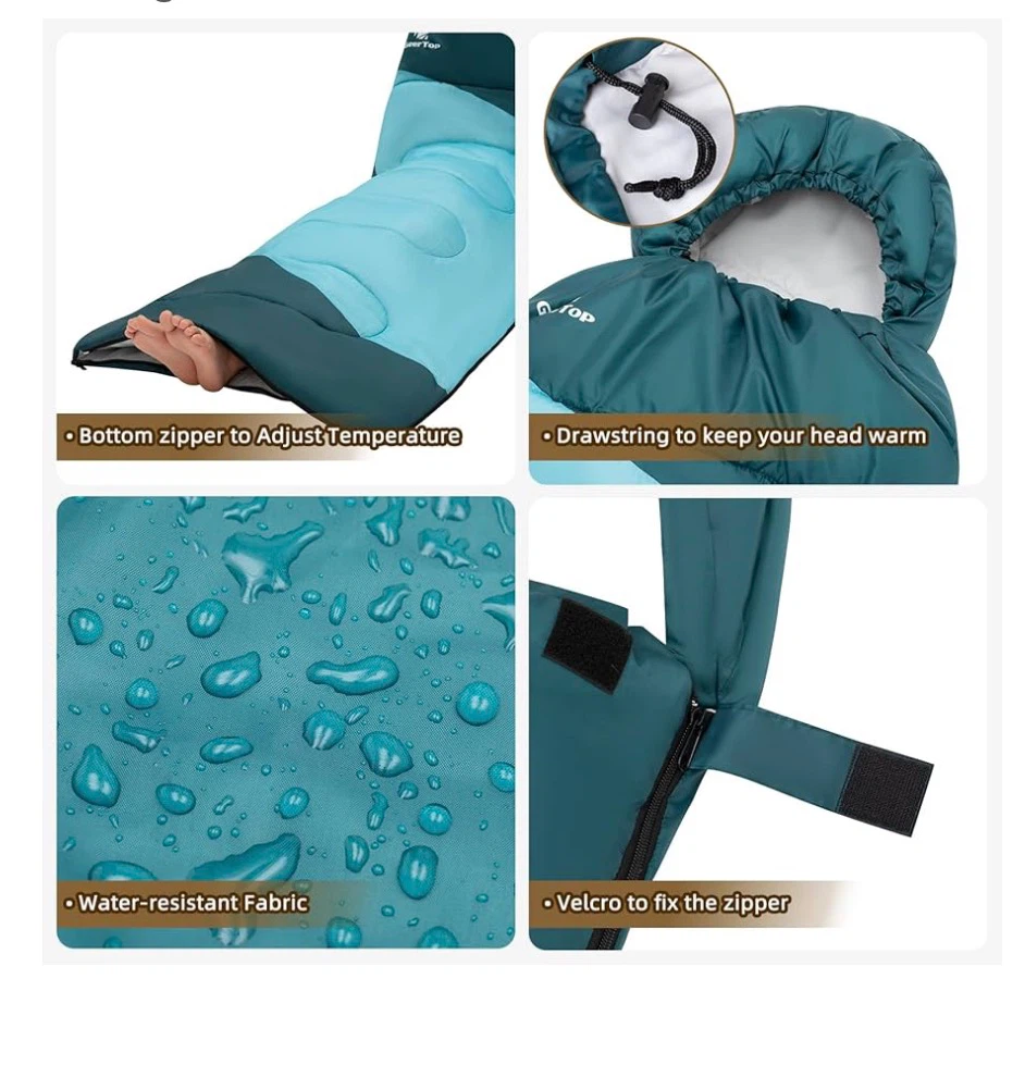 GEERTOP Mint Blue Lightweight Backpacking Sleeping Bag - photo 2