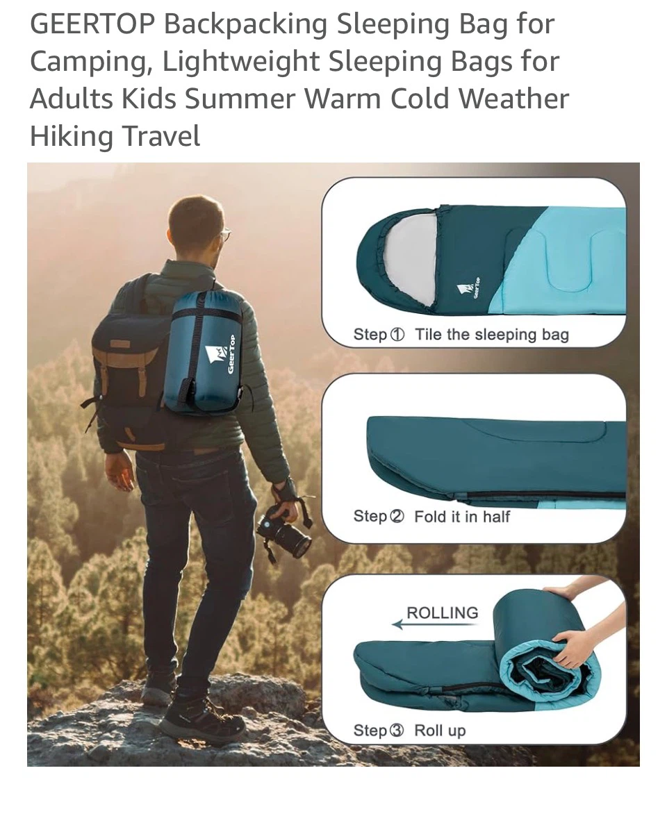 GEERTOP Mint Blue Lightweight Backpacking Sleeping Bag - photo 3