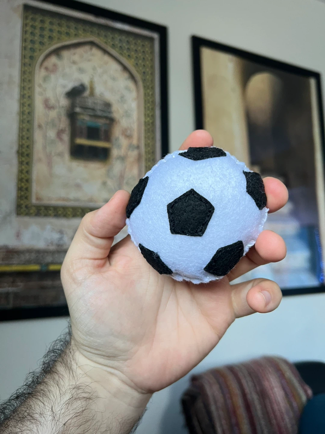 Handmade Felt Cat Toy Ball w Maple Leaf