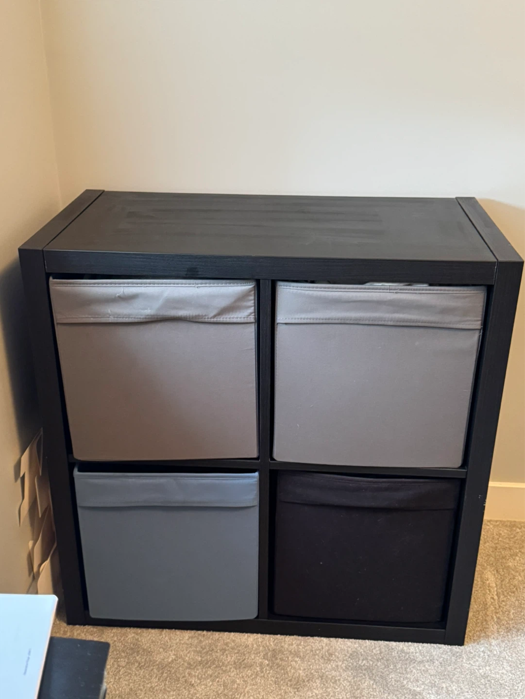 IKEA Black 4-Cube Storage Unit with Bins - photo 2