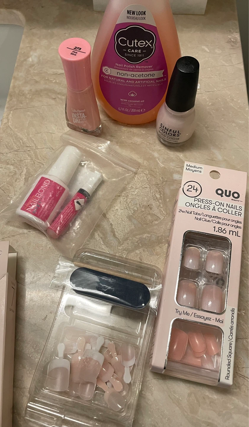 Nail Care Bundle: Polish, Remover, and Press-On Nails