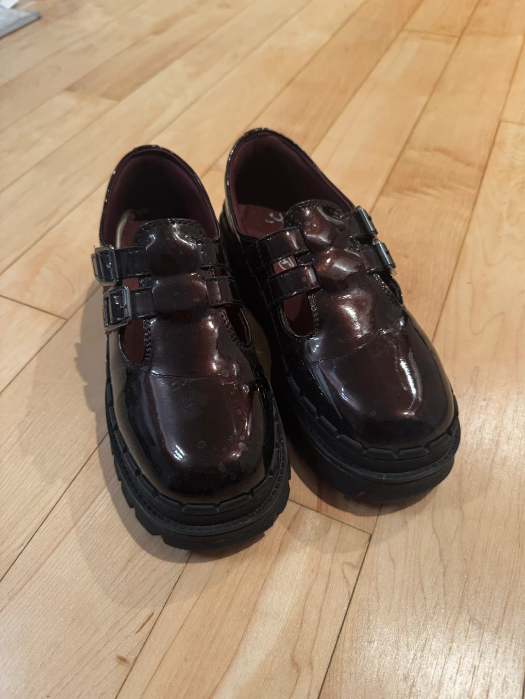 Patent Leather Mary Jane Shoes Burgundy Size 5.5