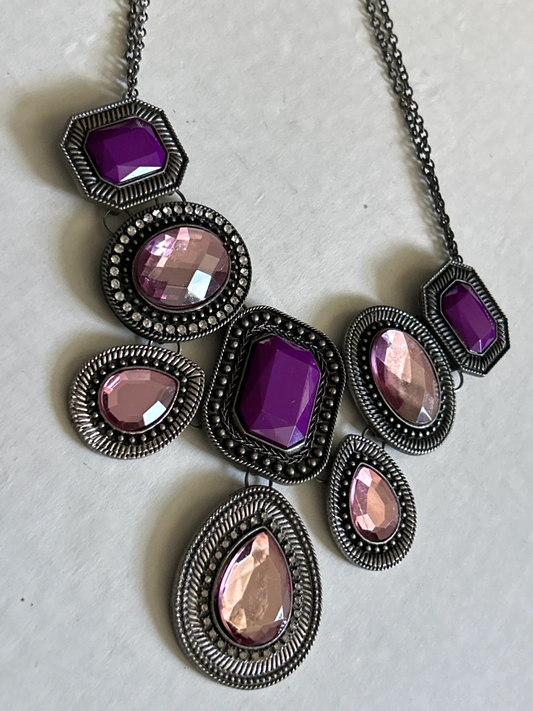 ⚽️Purple and Pink Gem Statement Necklace - photo 2