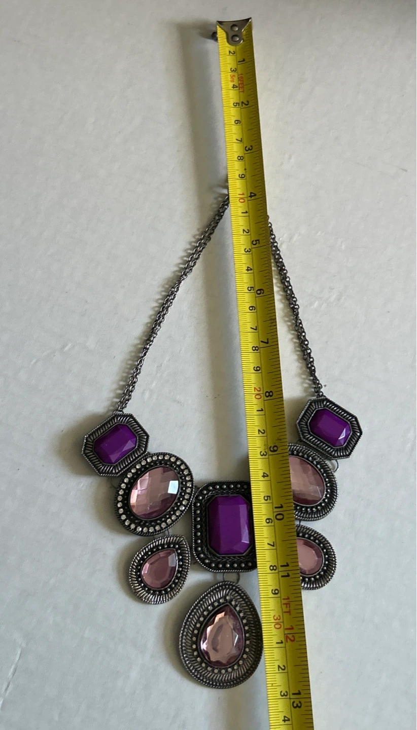 ⚽️Purple and Pink Gem Statement Necklace - photo 4