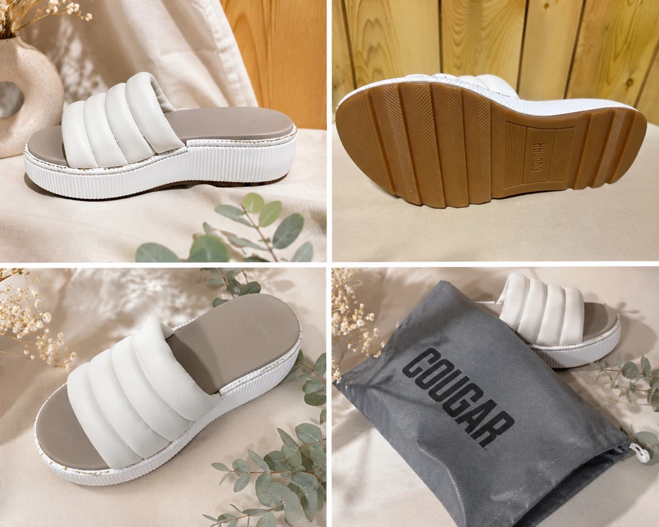 Cougar White Puffer Slides - Size 9