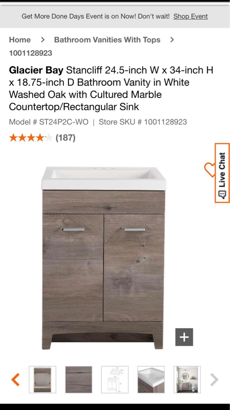 Glacier Bay Stancliff 24-inch Vanity Combo - White Washed Oak - photo 3