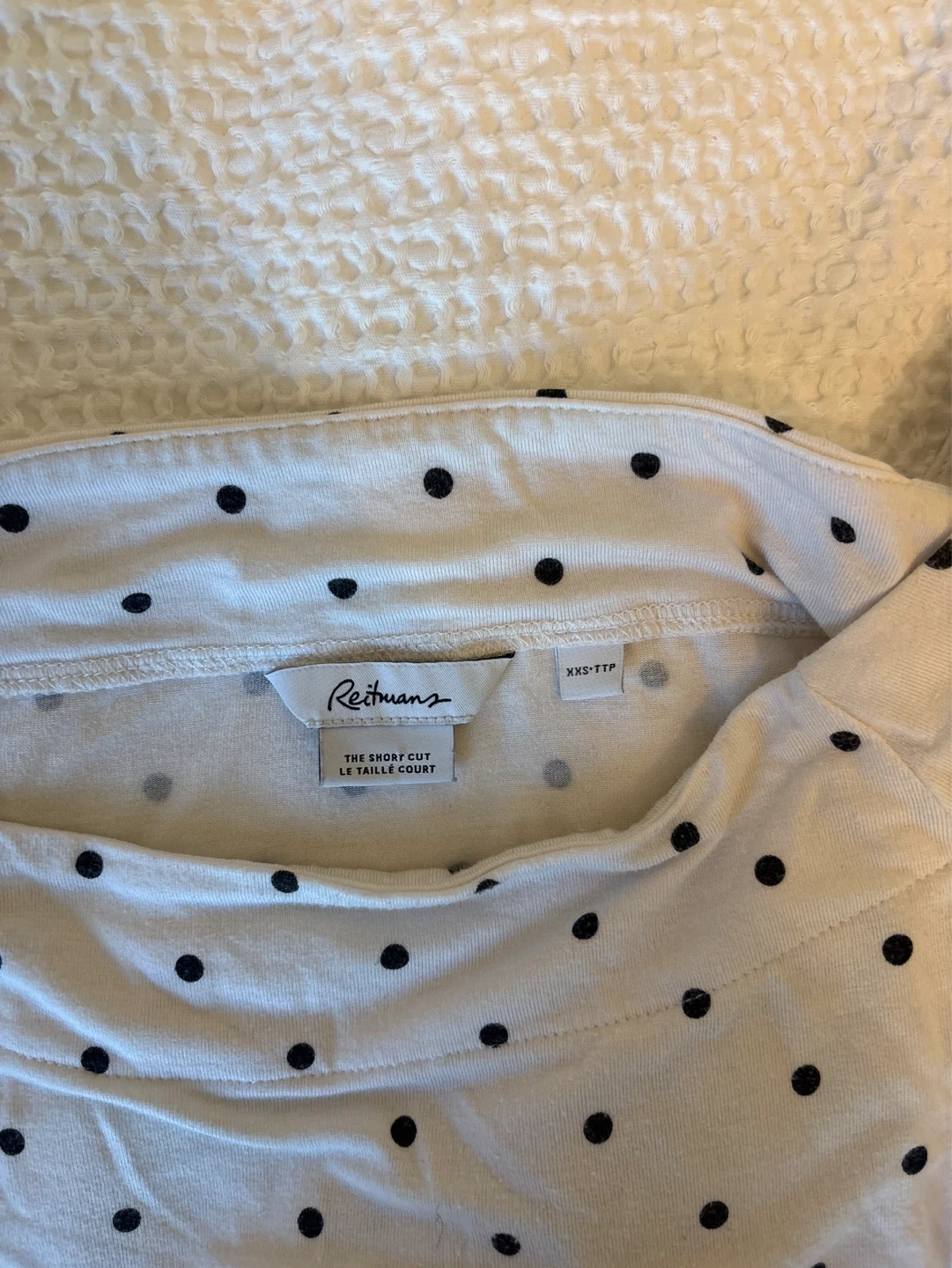Reitmans White Polka Dot Short Sleeve Top XXS - photo 2