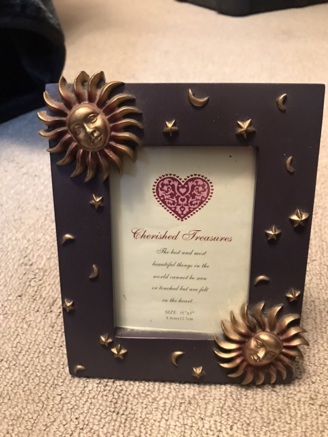 Cherished Treasures Picture Frame with Sun and Moon Decor