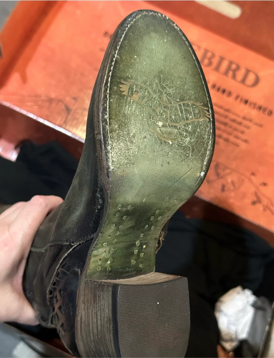 Carver Olive Leather Boots Size 6 - photo 3