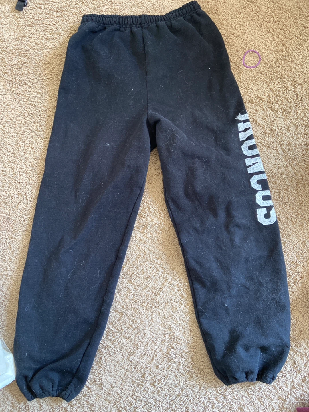Black Sweatpants with 'Broncos' Graphic
