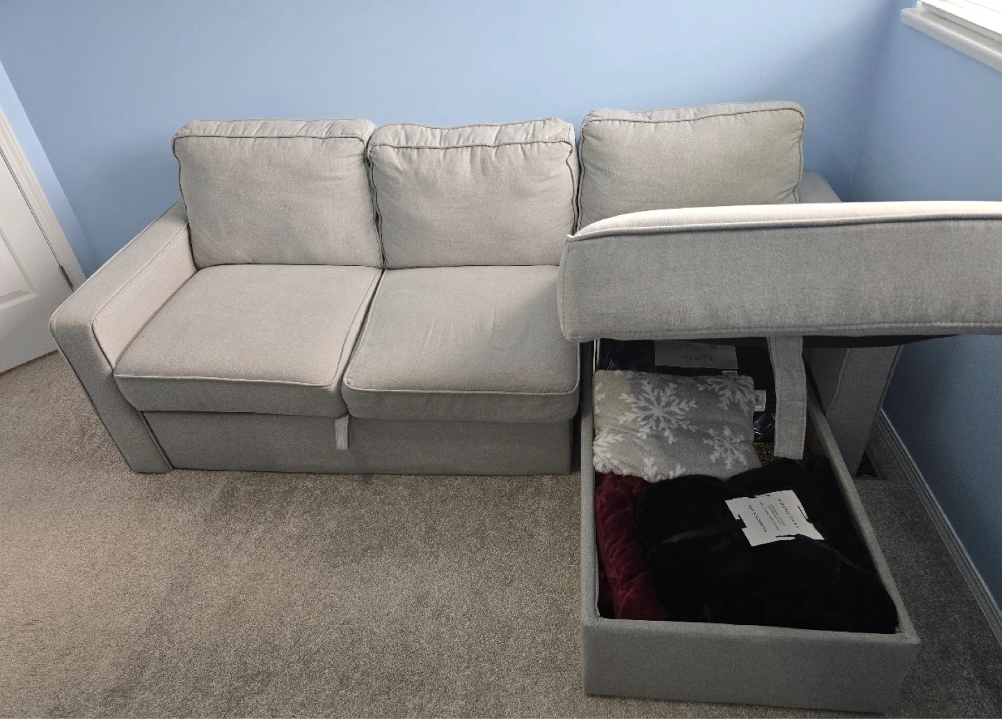 Grey Loveseat Sofa with Storage - photo 3