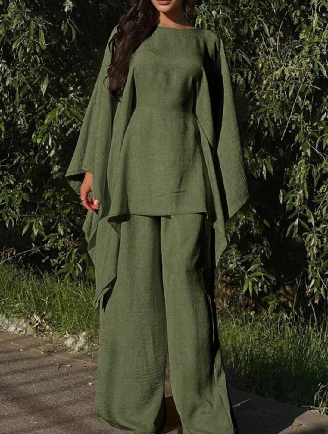 Women's Two-Piece Modest Tunic and Wide-Leg Pant Set
