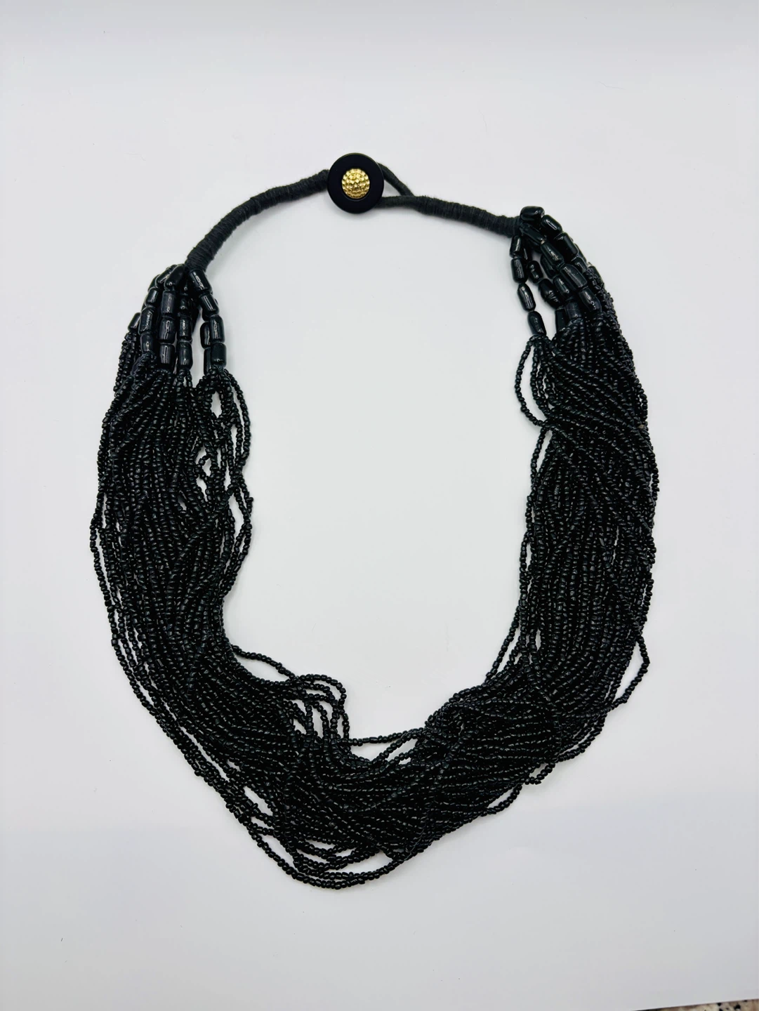 Black Glass Beaded Statement Necklace - photo 3