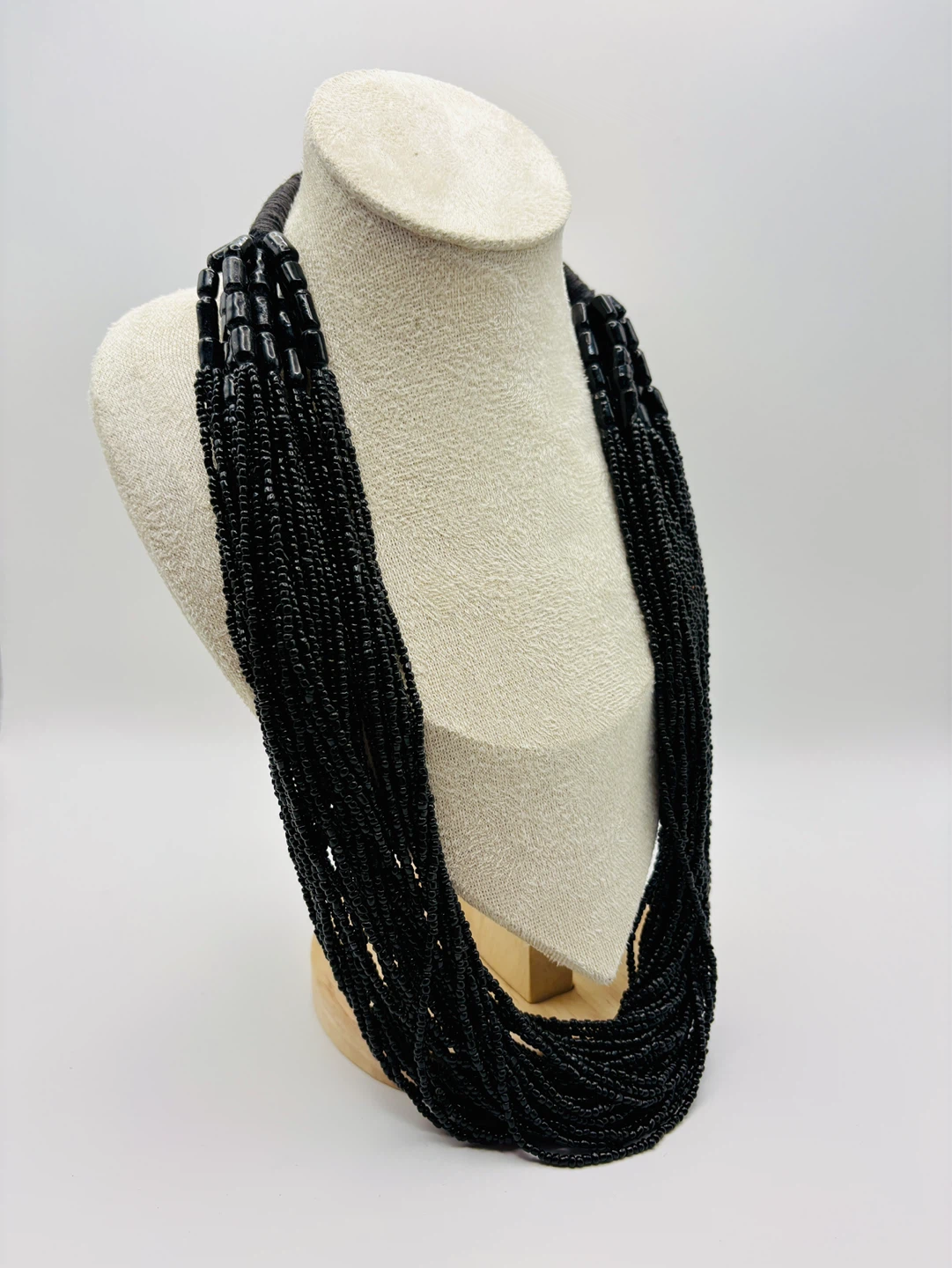 Black Glass Beaded Statement Necklace - photo 2