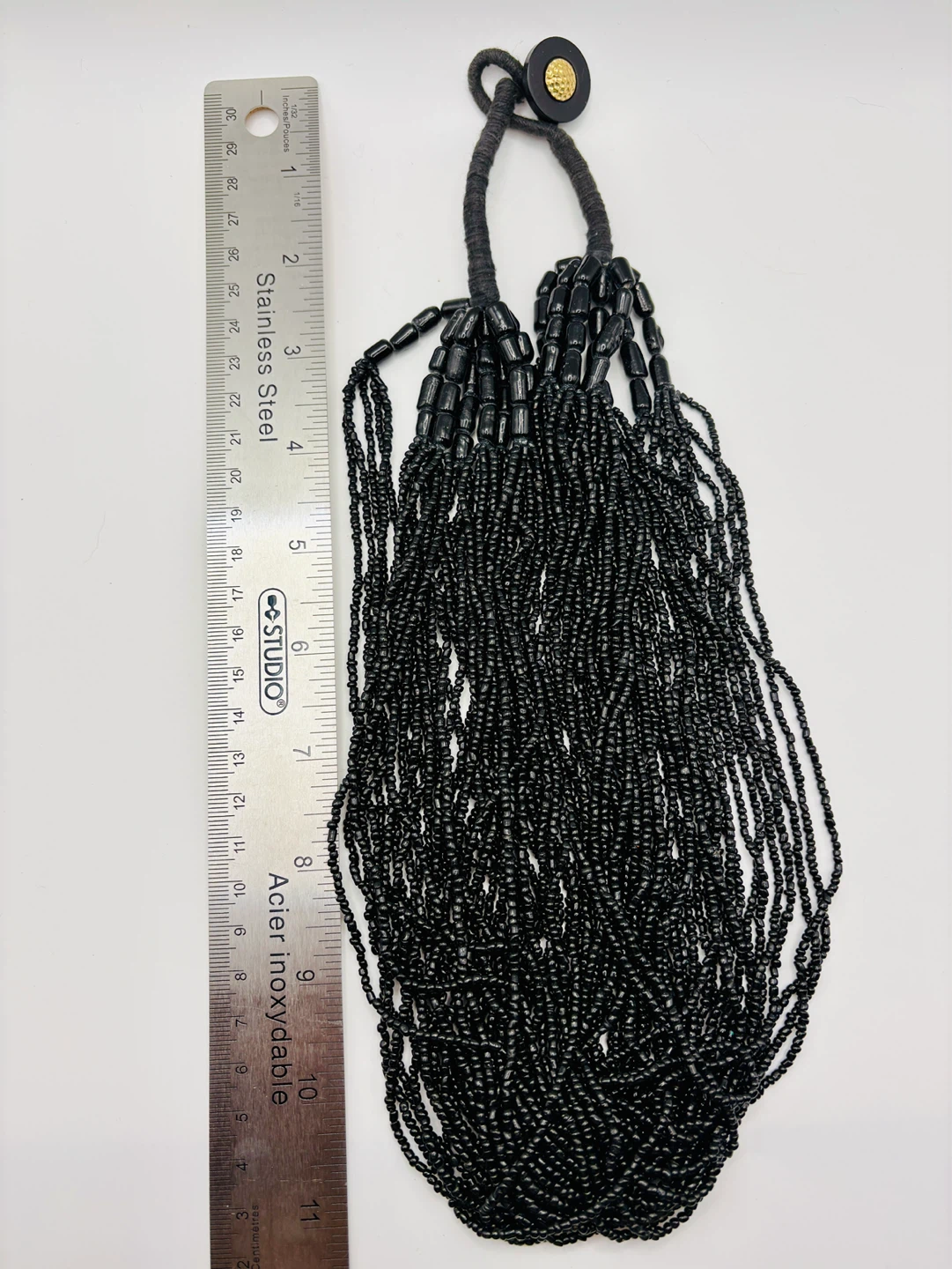 Black Glass Beaded Statement Necklace - photo 5