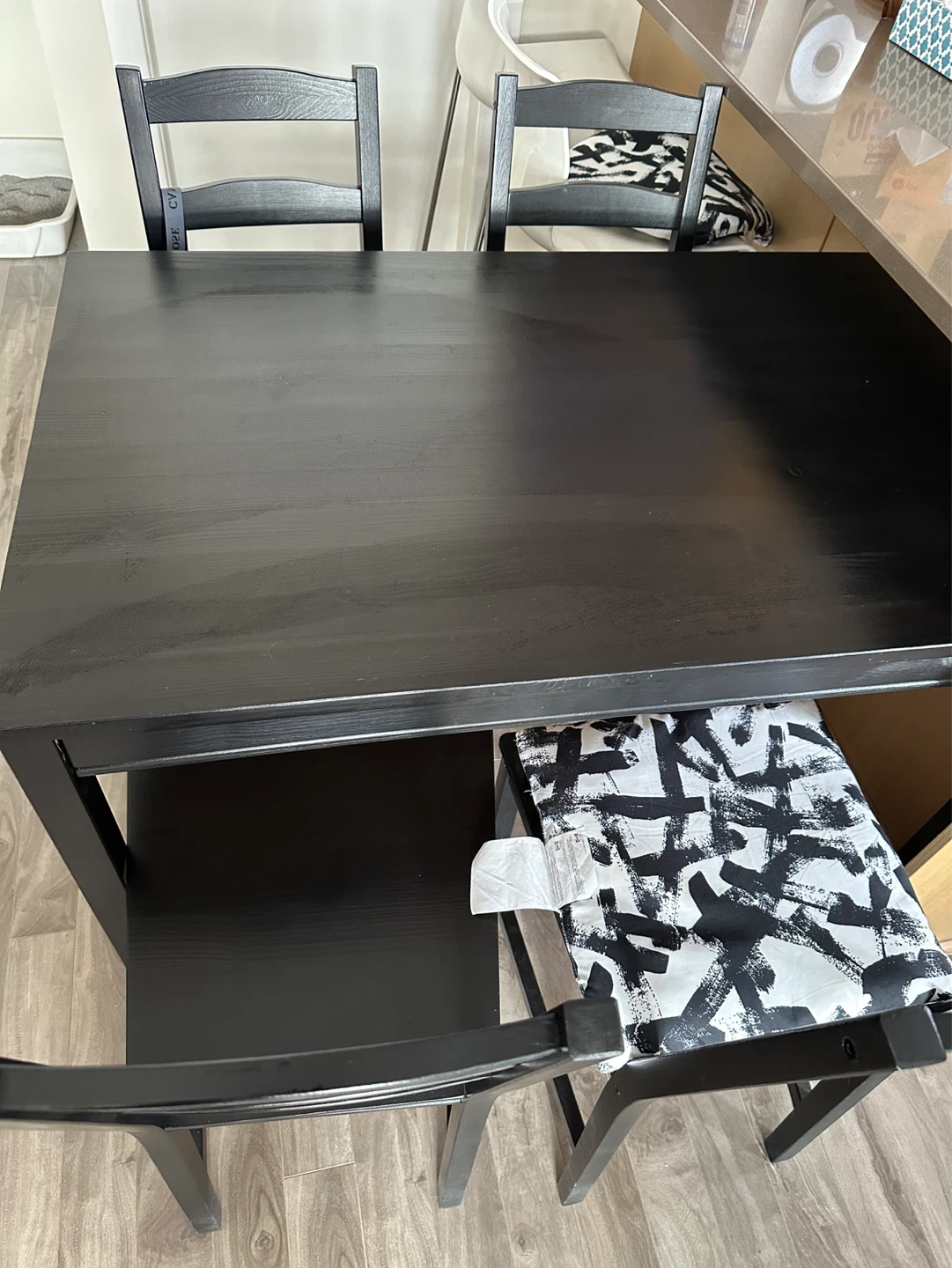 Black Dining Table with 4 Chairs