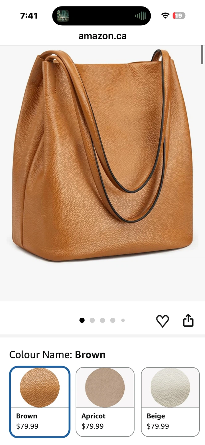 Brown Leather Tote Bag with Magnetic Snap Closure