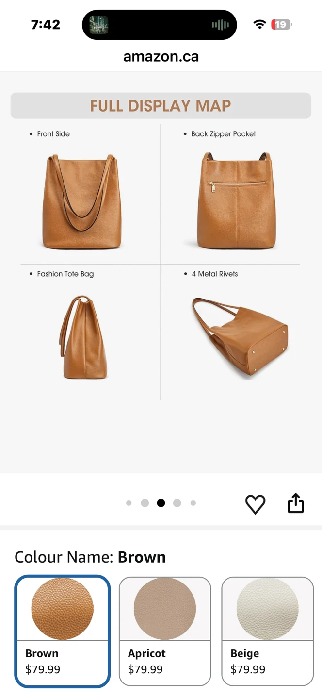 Brown Leather Tote Bag with Magnetic Snap Closure - photo 2