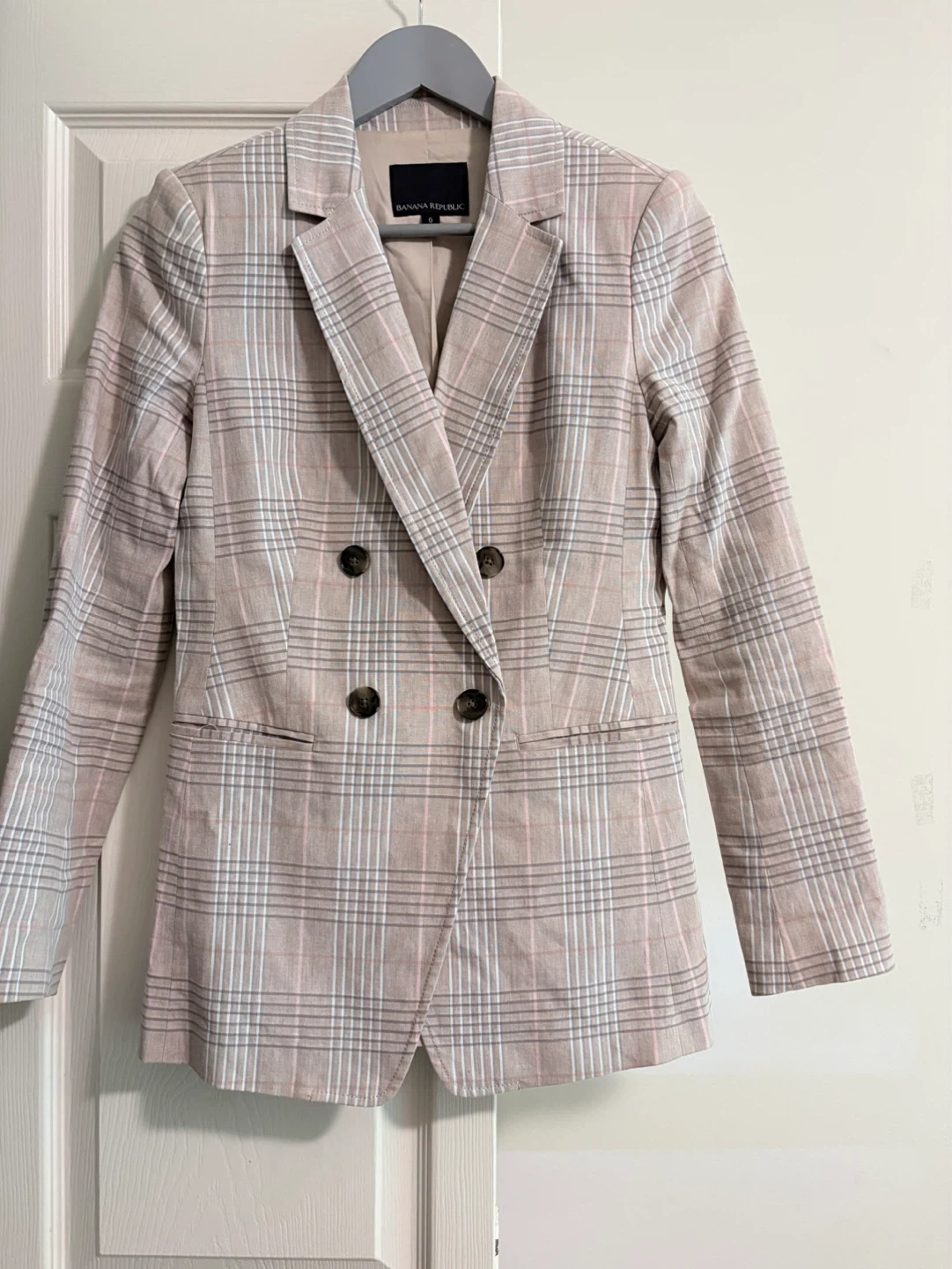 Banana Republic Plaid Double-Breasted Blazer