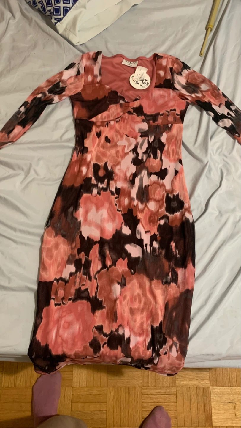 Jolie & Joy Pink Floral Mesh Dress Junior S