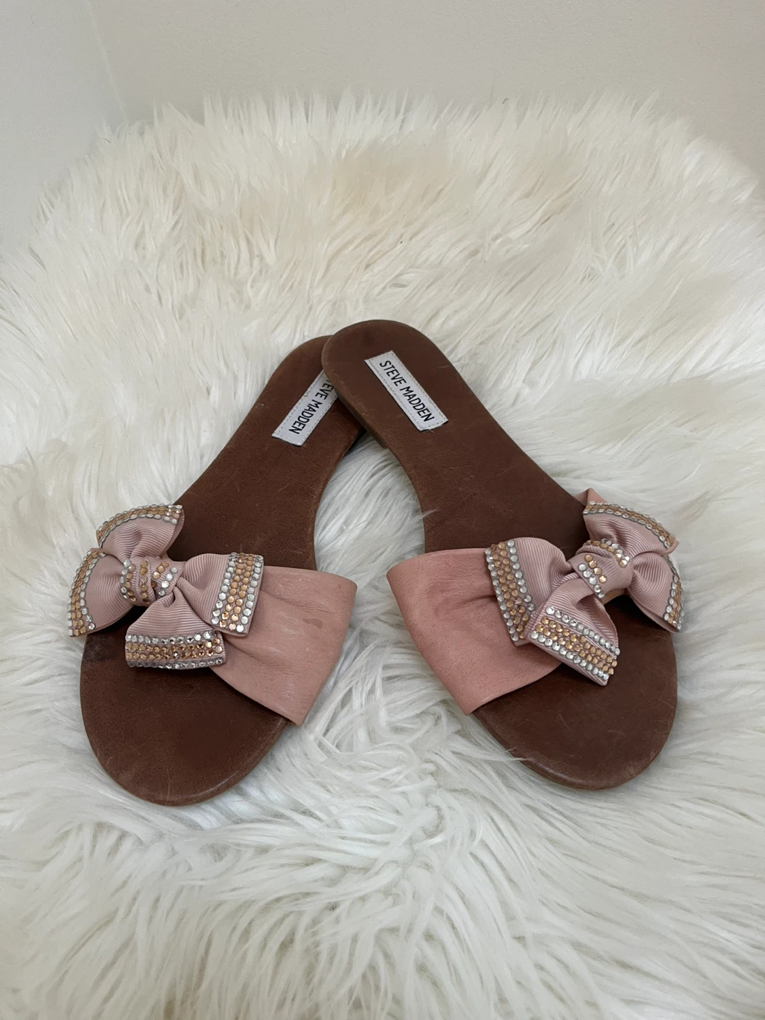 Steve Madden Pink Bow Slides Sandals ⚽