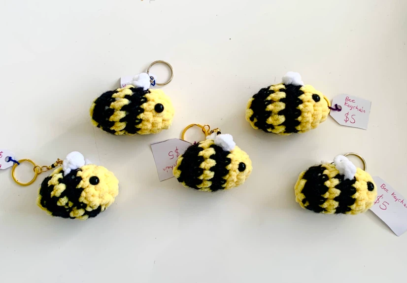 Handmade Crochet Bee Keychain