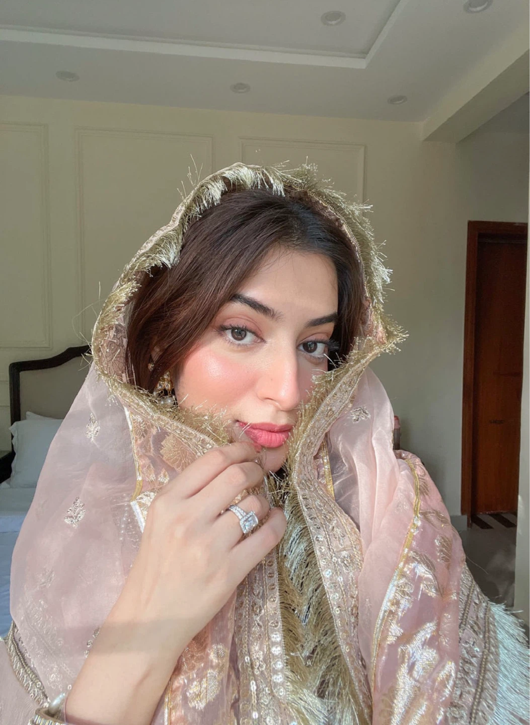 Peach Embroidered Gharara Suit with Organza Dupatta - photo 4