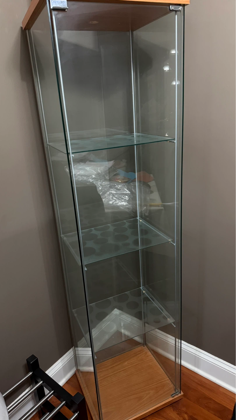 Glass Display Cabinet with Wood Top and Base - photo 2
