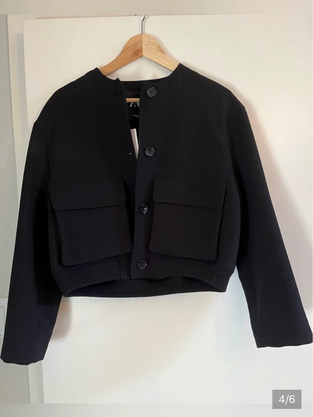 ZARA Black Cropped Bomber Jacket ⚽ - photo 4