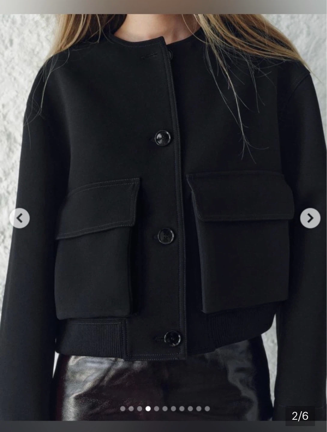 ZARA Black Cropped Bomber Jacket ⚽ - photo 2