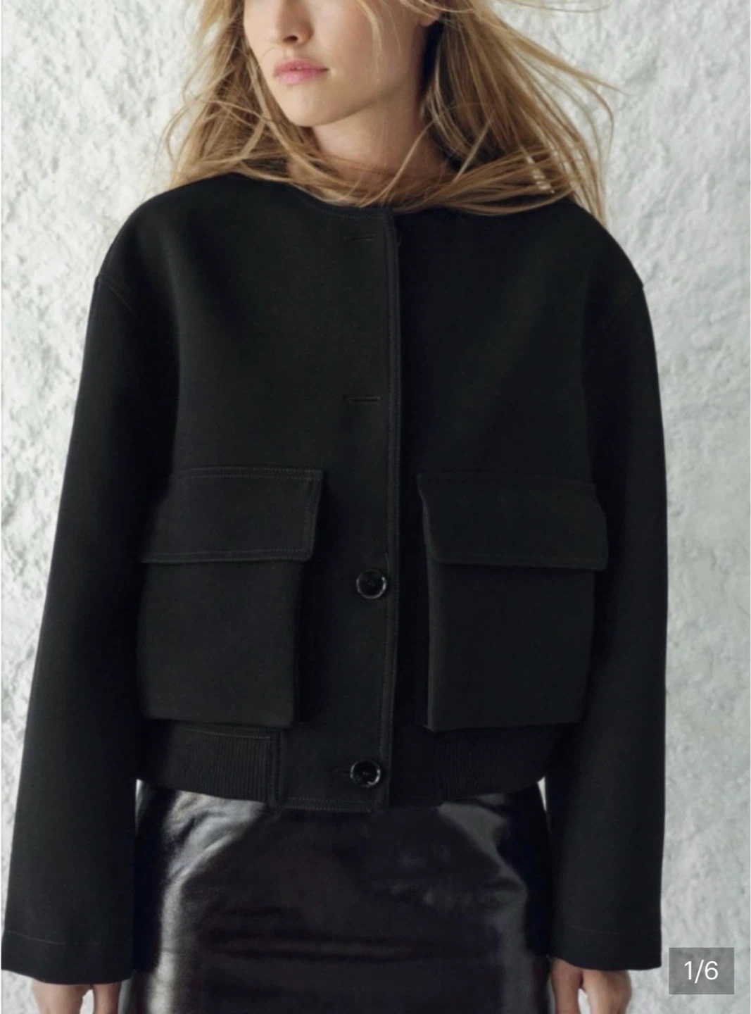 ZARA Black Cropped Bomber Jacket ⚽